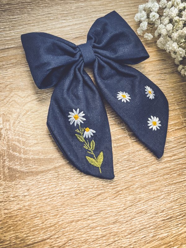 Adorable Blue Daisy Bow - Image 3