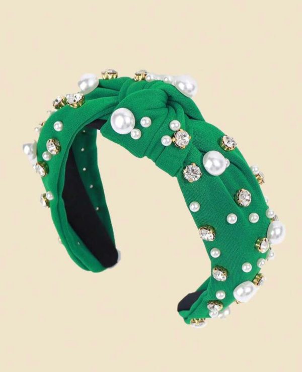 Beautiful Green and Pearl Headband