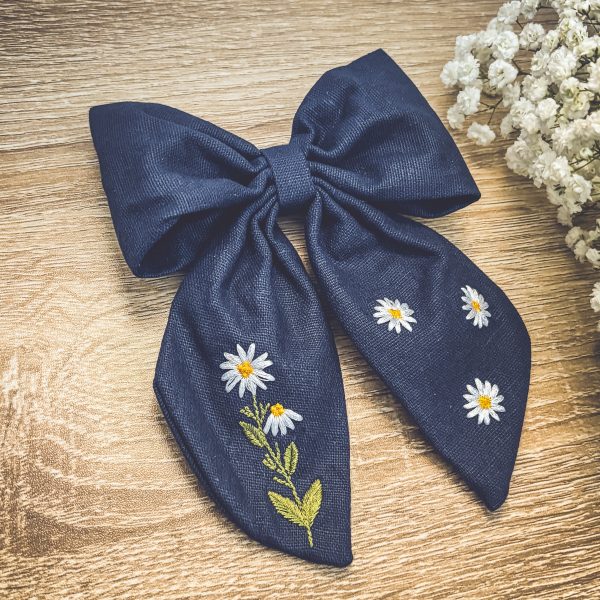 Adorable Blue Daisy Bow - Image 4