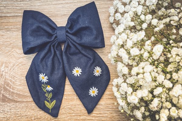 Adorable Blue Daisy Bow - Image 6